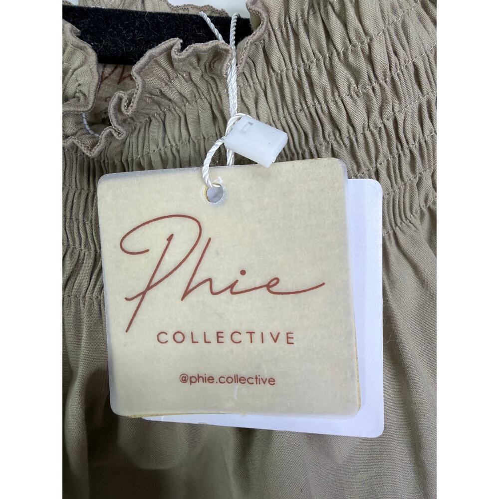 NEW Phie Collective Cotton Embroidered Maxi Dress in Beige Size XS - Picture 3 of 7